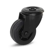 MESO Zwart rubber zwenkwiel met centraal gat - 80mm - 60kg
