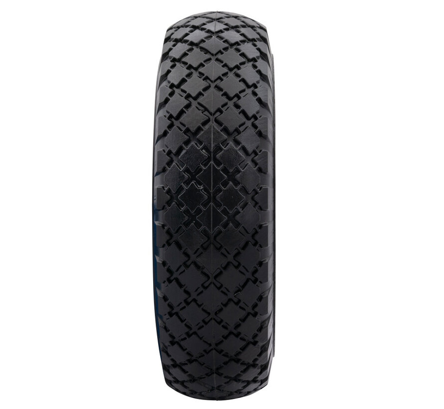 Steekwagenwiel / Bolderkarwiel 3.00-4  - Anti lek (PU)  Zwart/Zwart, Draagvermogen 125kg -