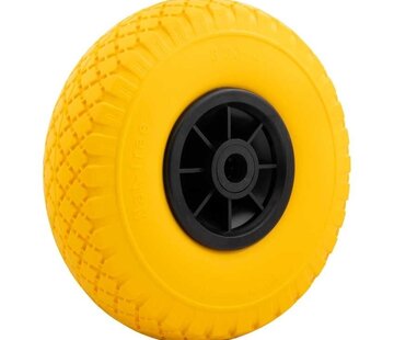 MESO Steekwagenwiel / Bolderkarwiel 3.00-4  - Anti lek (PU)  Geel/Zwart, Draagvermogen 125kg