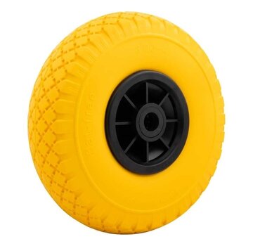 MESO Steekwagenwiel / Bolderkarwiel 3.00-4  - Anti lek (PU)  Geel/Zwart, Draagvermogen 125kg