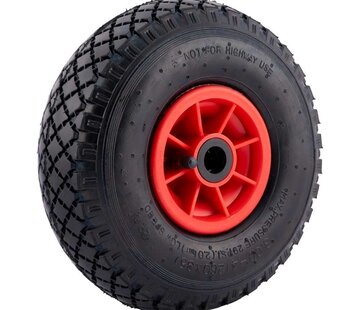 MESO Steekwagenwiel / Bolderkarwiel 3.00-4  - Luchtband  Rood/Zwart, Draagvermogen 125kg