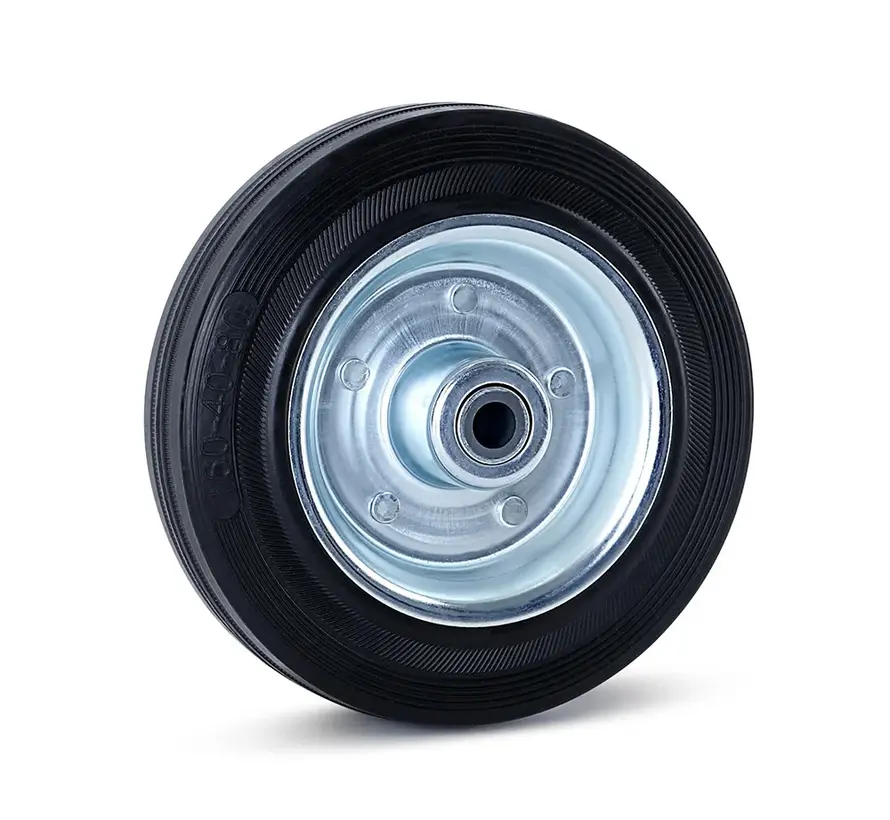 Reukloos rubber wiel - 160mm - 140kg
