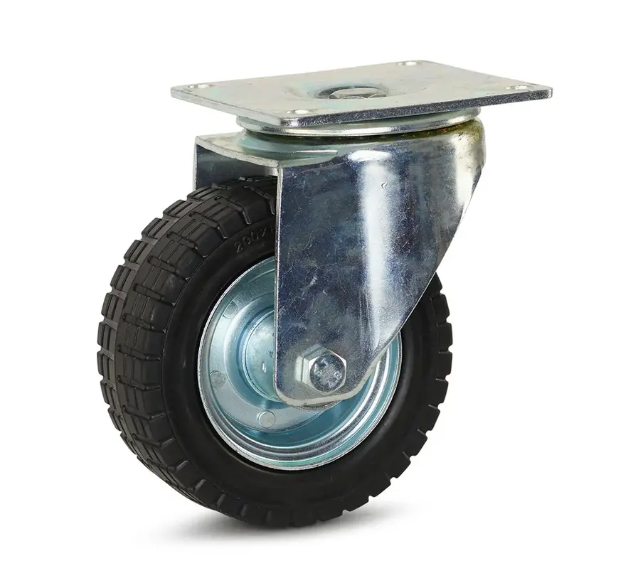 Breed rubber zwenkwiel - 200mm - 600kg