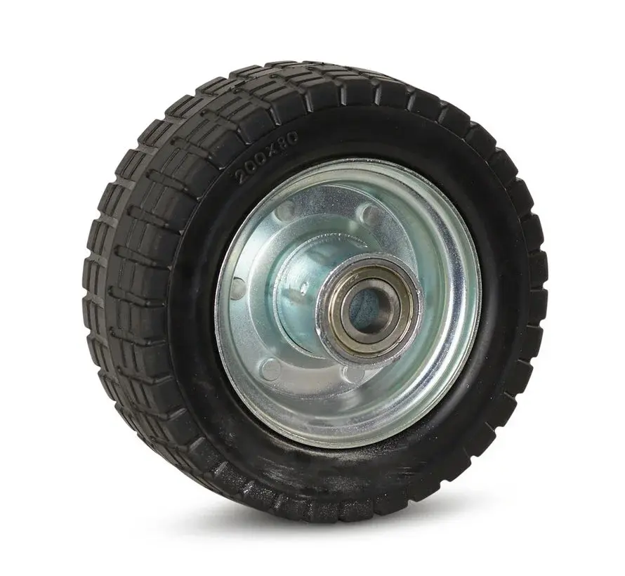 Breed rubber wiel - 200mm - 600kg