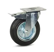 MESO Rubber zwenkwiel geremd met topplaat - 200mm - 180kg