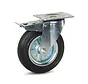 Rubber zwenkwiel geremd met topplaat - 200mm - 180kg