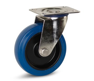 MESO Elastisch rubber RVS zwenkwiel met topplaat - 125mm - 120kg