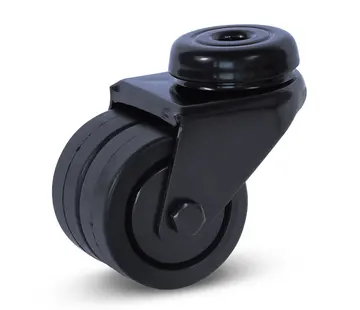 MESO Zwart dubbel zwenkwiel met centraal gat - 50mm - 90kg