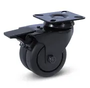 MESO Zwart dubbel zwenkwiel geremd met topplaat - 75 mm - 150kg