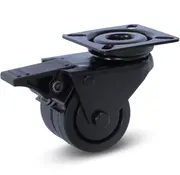 MESO Zwart dubbel zwenkwiel geremd met topplaat - 50mm - 90kg