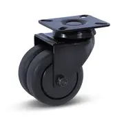 MESO Zwart dubbel zwenkwiel met topplaat - 75mm - 150kg