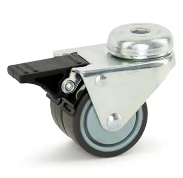 MESO Dubbel zwenkwiel geremd met centraal gat - 50mm - 90kg