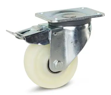 MESO Nylon zwaarlast zwenkwiel geremd met topplaat - 125mm - 550kg