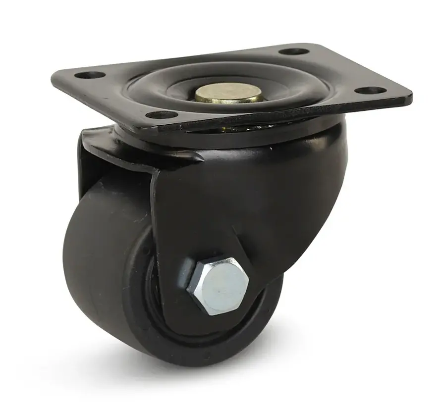 Zwart nylon zwaarlast zwenkwiel met topplaat - 65mm - 500kg