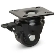 MESO Zwart nylon zwaarlast zwenkwiel geremd met topplaat - 50mm - 300kg