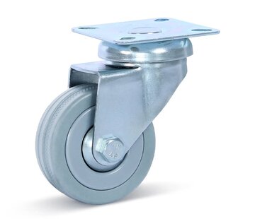 MESO Grijs rubber zwenkwiel met topplaat - 50mm - 50kg