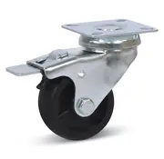 MESO Zwart PP zwenkwiel geremd met topplaat - 50mm - 50kg