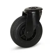 MESO Zwart rubber zwenkwiel met centraal gat - 125mm - 120kg ZLO