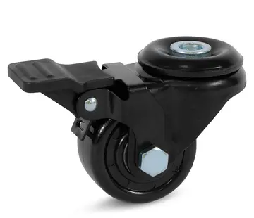 MESO Zwart nylon zwenkwiel geremd met centraal gat - 50mm - 150kg