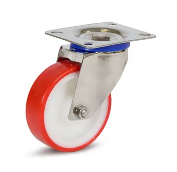 PU RVS zwenkwiel met topplaat - 100mm - 120kg - A