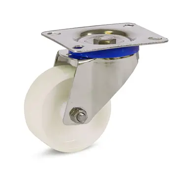 Nylon RVS zwenkwiel met topplaat - 80mm - 120kg - A