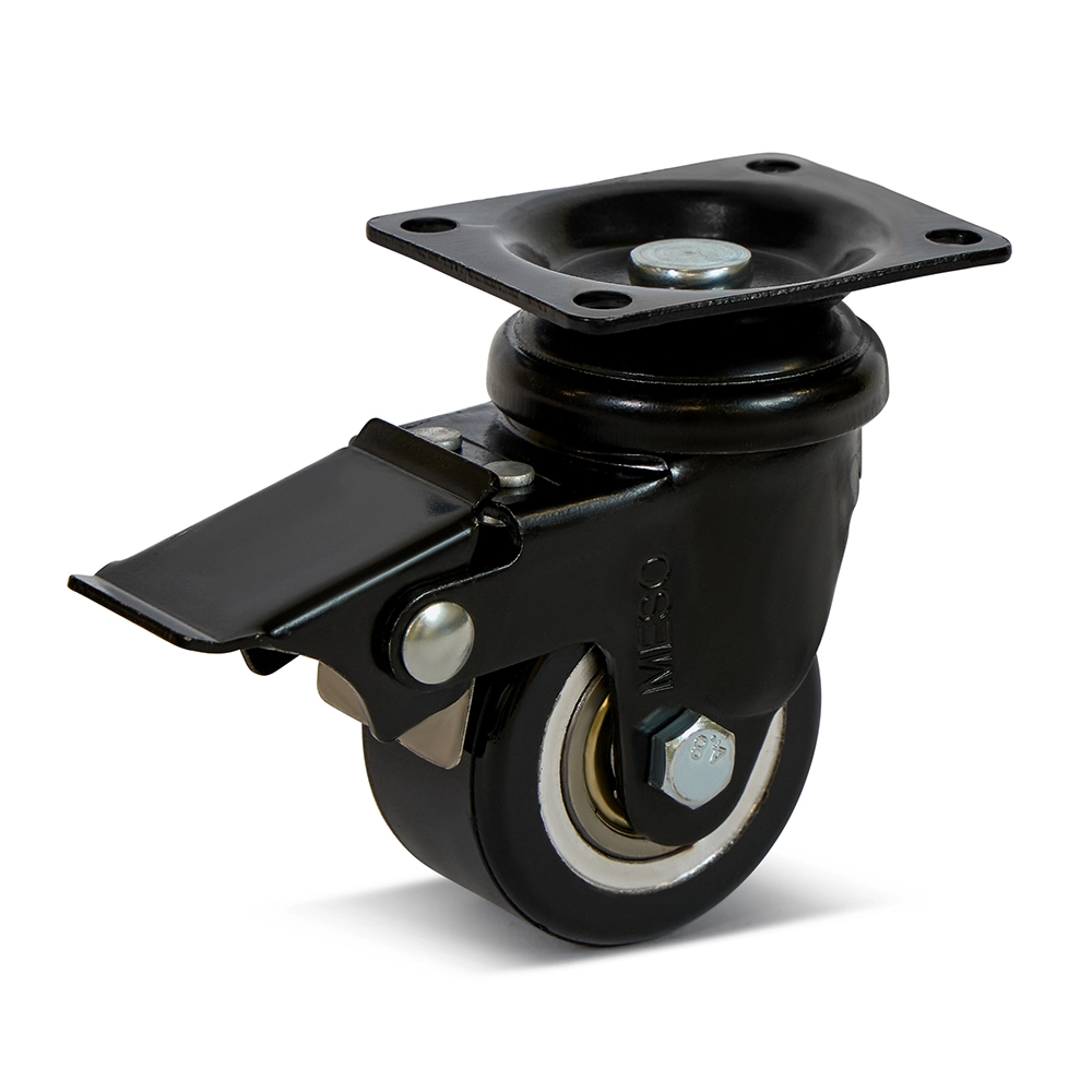 MESO PU zwenkwiel geremd met topplaat - 50mm - 120kg