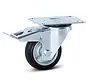 Reukloos rubber zwenkwiel geremd met topplaat - 80mm - 80kg