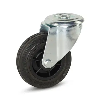 MESO Rubber zwenkwiel met centraal gat - 100mm - 100kg