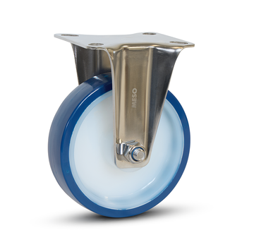 MESO Blauw PU RVS bokwiel - 125mm - 220kg