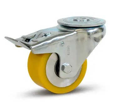 MESO PU zwaarlast zwenkwiel geremd met boutgat - 80mm - 285kg