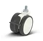 Wit dubbel meubel zwenkwiel geremd met schroefdraad - 75mm - 80kg