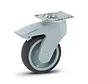 Grijs kunststof zwenkwiel geremd met topplaat - 100mm - 100kg