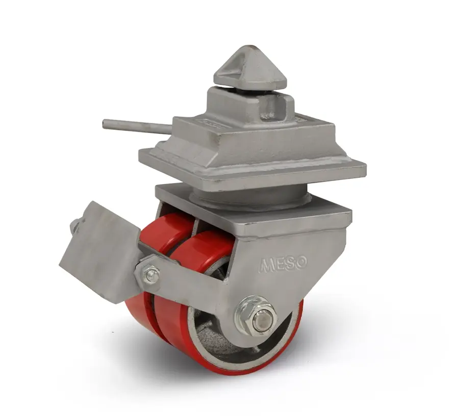 Geremd zeecontainerwiel met topplaat -  ISO -150mm - 1800kg