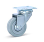 Grijs rubber zwenkwiel met topplaat - 50mm - 50kg