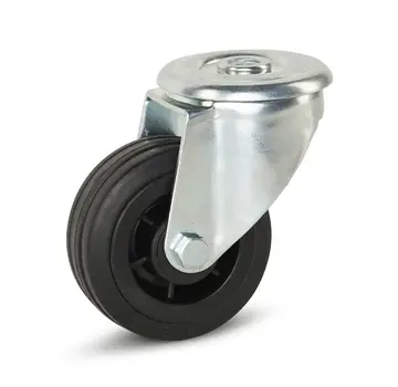 MESO Rubber zwenkwiel met centraal gat - 80mm - 60kg - Phase out