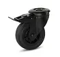 Zwart rubber zwenkwiel geremd met centraal gat - 100mm - 75kg - Phase out
