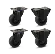 MESO Set of 4 - Black rubber fixed and swivel castors(2x) - 80mm - 60kg - Specifications per wheel