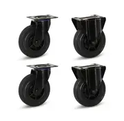 MESO Set of 4 - Black rubber fixed and swivel castors(2x) - 125mm - 120kg - Specifications per wheel