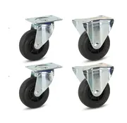 MESO Set of 4 - Rubber fixed and swivel castors (2x) - 100mm - 75kg - Specifications per wheel