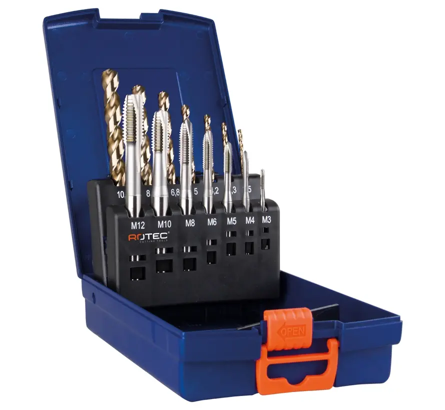 HSS-E machine tapping set - Continuous - Blank/Bronze - 7+7-piece