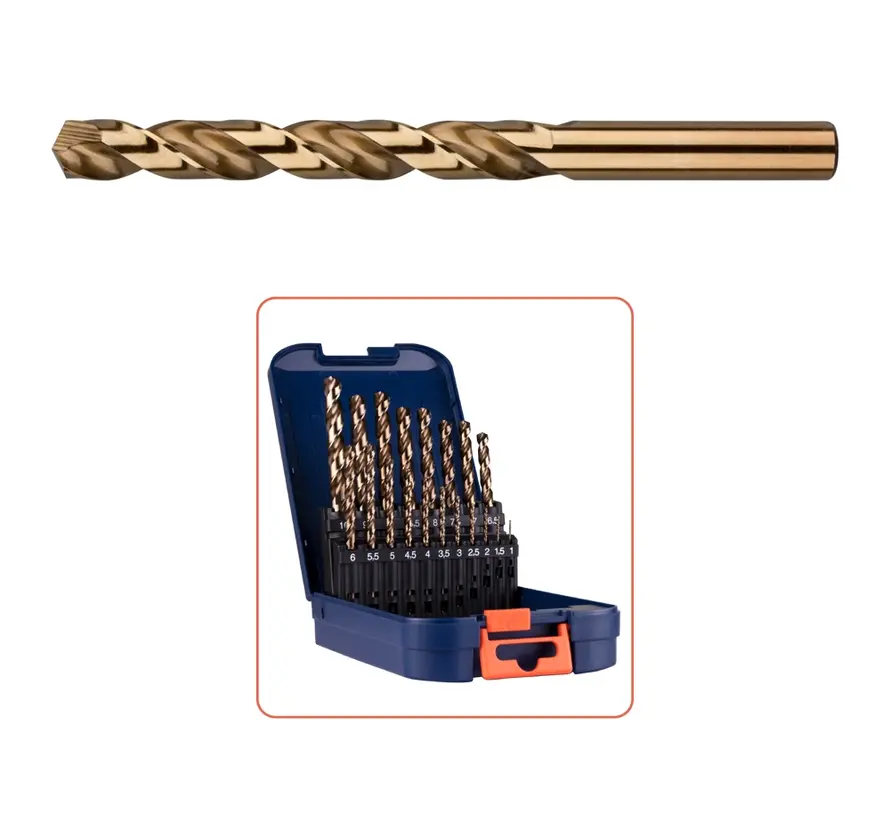 HSS-E spiral drill bit set - DIN 338 - Type N - Bronze - 25 pieces