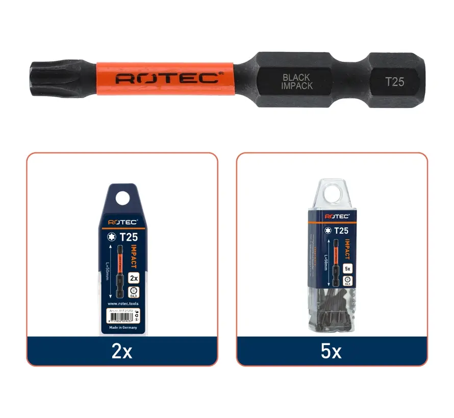 IMPACT - Screw bit - T 40 - L=50 - E6.3 - BASIC (5pcs)