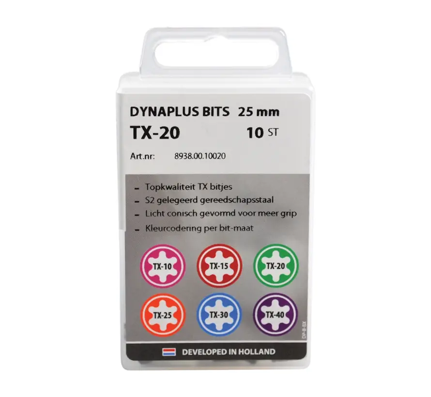 Dynaplus - Screw bit 25MM - TX-20 Green (10 pieces)