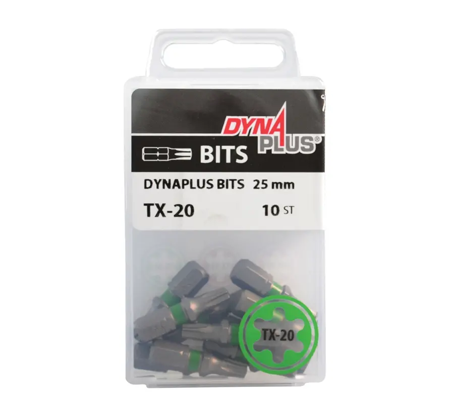 Dynaplus - Screw bit 25MM - TX-20 Green (10 pieces)
