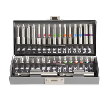 Dynaplus Dynaplus - Bit set - Professional 32 piece bit set - Colour bands - Metal box