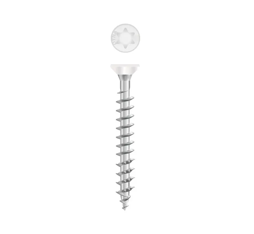 Dynaplus - Fittings screws - Torx 20 - 4 x 40mm - Zinc-plated - Gold thread - White head (200 pieces)
