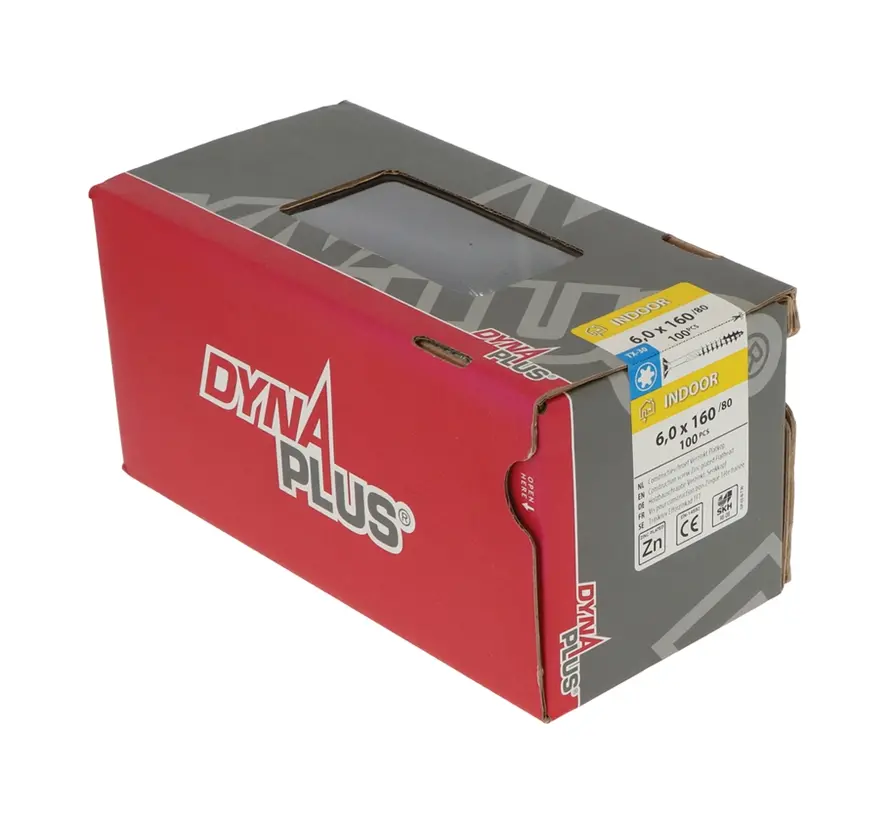 Dynaplus - Uni screws - Torx 30 flat head - 6 x 160mm - Zinc-plated - Part thread (100 pieces)