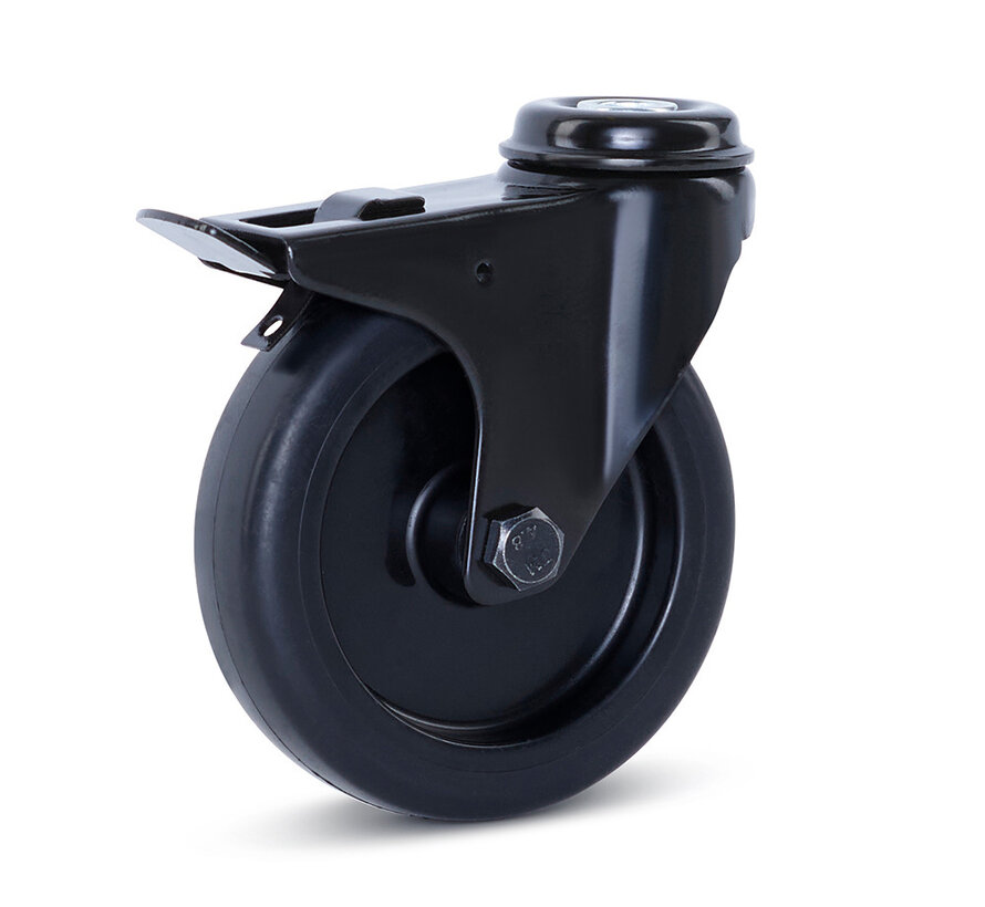 Furniture swivel castor black with brake 100 mm - M6-100Z