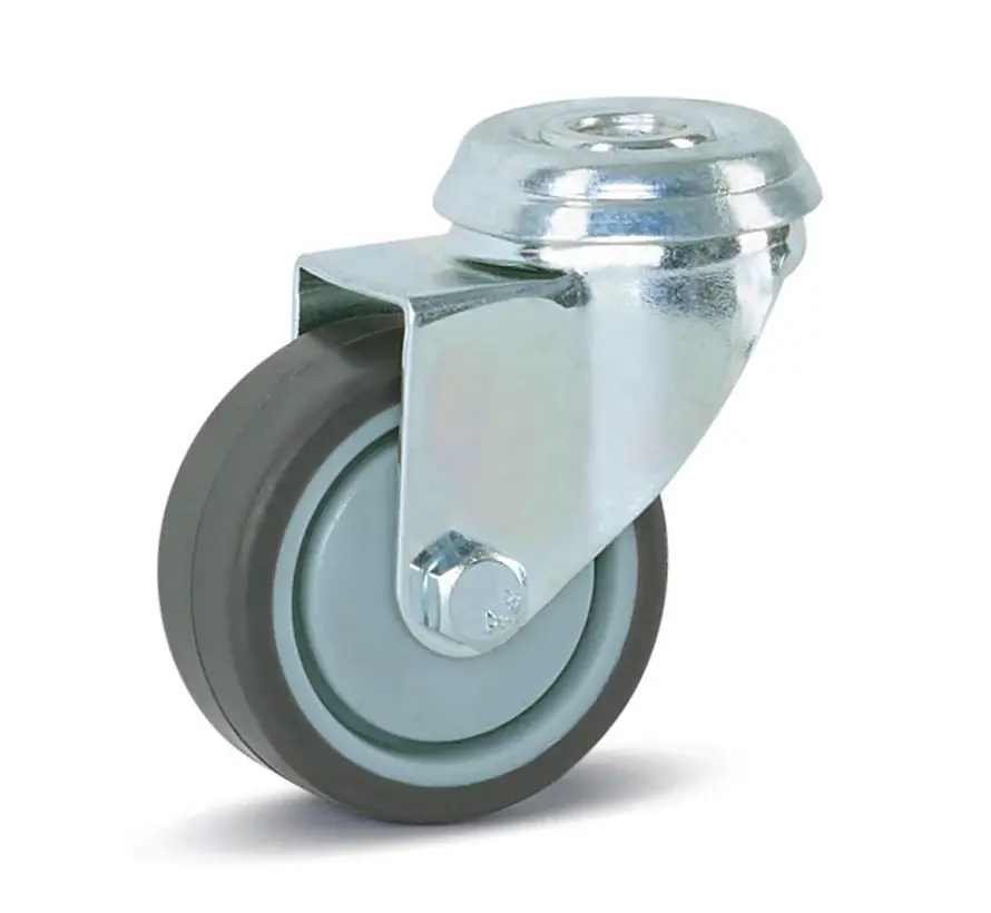 Trolley swivel castor with central hole - 50mm - 40kg