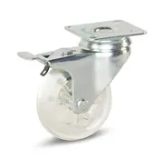 MESO Transparent swivel castor with brake 75 mm - 100 kg